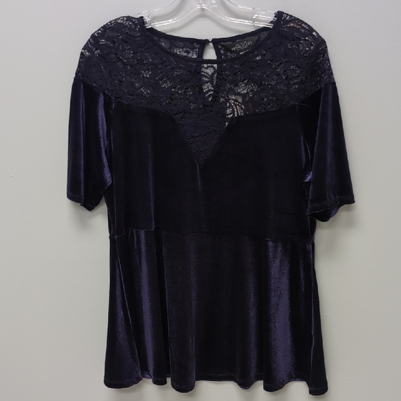 Addition Elle Collection Michel Studio Purple Lace Short Sleeve T. Size X. - Picture 1 of 6